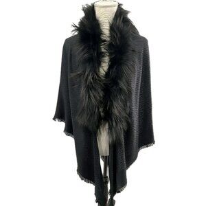 Fendi Silk Wool Blend/Fur Monogram Stole/Scarf